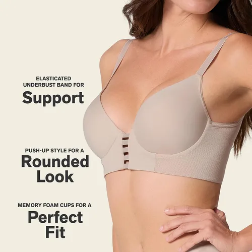 Vista 2 de Leonisa Sujetador push up de espuma viscoelástica con aros - Sujetadores delanteros con tiras para mujer