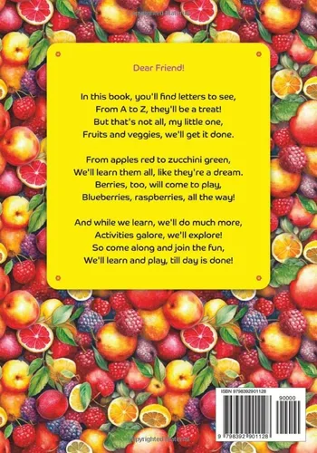 Vista 2 de Yummy Alphabet - ABC Book with Poems & Activities Book for Toddlers Ages 2-3 With big illustrations