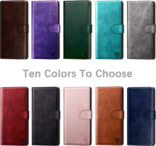 Vista 2 de SUANPOT Funda de piel tipo cartera para iPhone 11 Pro Max de 6.5 pulgadas con bloqueo RFID, soporte para tarjetas de crédito, funda de teléfono