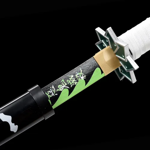 Vista 4 de ziqing Espada samurái de anime hecha a mano, espada Agatsuma Zenitsu, espada Kamado Tanjirou, espada Rengoku Kyoujurou de 41 pulgadas, varios