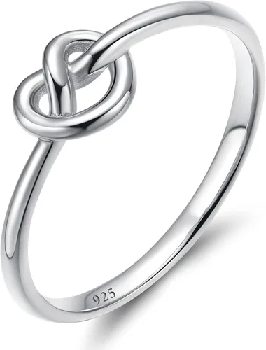 Vista 6 de EAMTI Anillo de Plata de Ley 925 con Nudo Celta Simple Criss Cross Infinito Banda de Boda para Mujer Talla 3-13 Nudo plateado