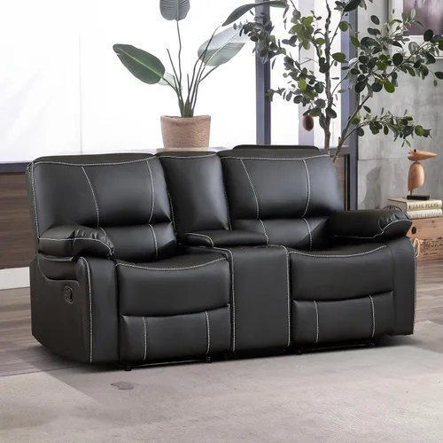 Vista 11 de EBELLO Silla reclinable manual de piel sintética, con respaldo cómodo y respaldo reclinable, muebles de primera calidad para sala de estar, muebles