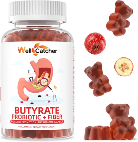 Vista 8 de Gomitas de butirato Suplemento para la salud intestinal: butirato con probióticos y fibra prebiótica gomitas para mujeres y hombres sin azúcar Apoyo