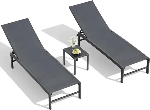 Vista 9 de Chaise Lounge Outdoor Pool Lounge Juego de 2 sillas de bronceado (beige)
