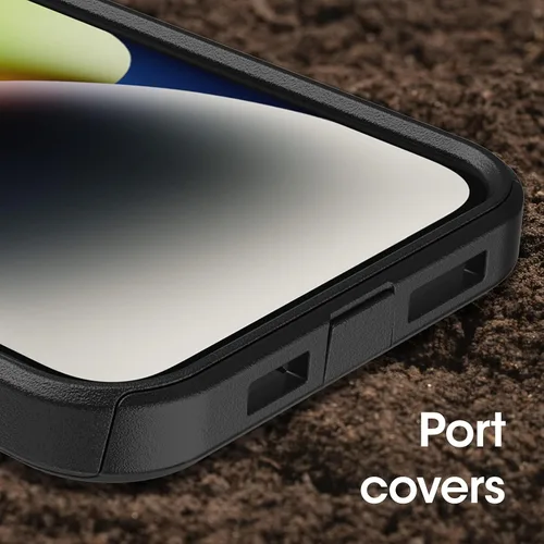 Vista 6 de OtterBox Funda para iPhone 14 Plus Commuter Series, negra, delgada y resistente, apta para bolsillo, con protección de puerto