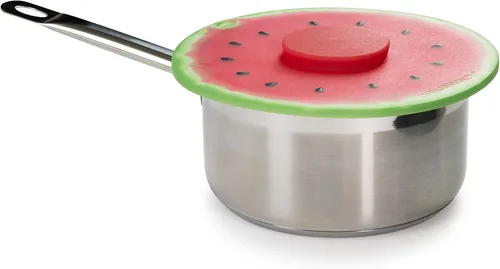 Vista 4 de Charles Viancin - Tapa de silicona sandía para almacenamiento de alimentos y cocción - 8 pulgadas - Sellado hermético en cualquier superficie lisa