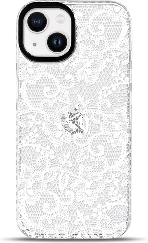 Vista 16 de NITITOP Funda para iPhone 13 Pro con flores de encaje transparente - Negro