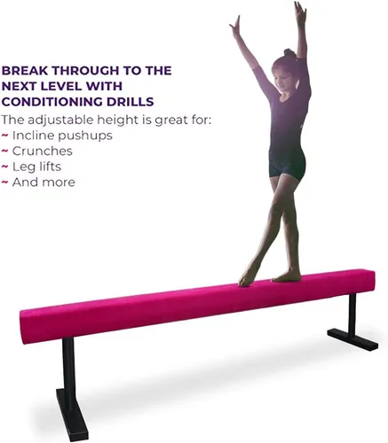 Vista 4 de Viga de equilibrio ajustable y plegable de gimnasia de 8 pies, equipo de gimnasio para el hogar, fácil de ensamblar y almacenar, no requiere Pnk