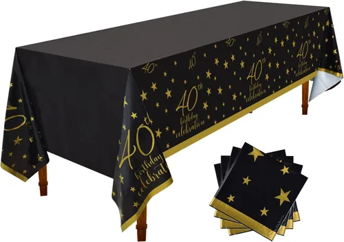 Vista 12 de Gatherfun Mantel Desechable para Cumpleaños de 30 Años Paquete de 4 Dorado y Negro Impermeable Cubierta de Mesa de Plástico para Hombres Mujeres 30