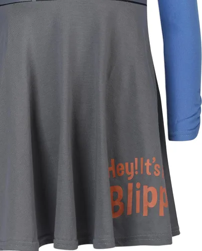 Vista 4 de Blippi Disfraz de manga larga para niñas pequeñas y grandes - AzulGris