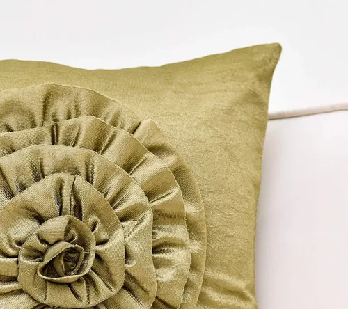 Vista 3 de Funda de almohada verde oliva (flor 3D, 12 x 12 pulgadas, paquete de 1)