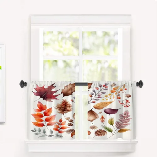 Vista 72 de Cortinas opacas de poliéster multicapa para cafetería, con diseño de diamantes, 2 unidades, 26 x 24 pulgadas