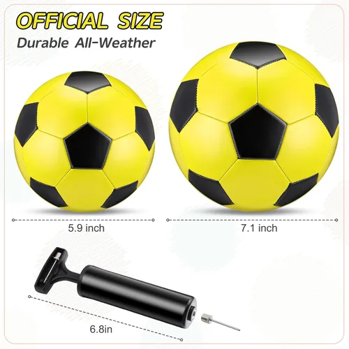 Vista 2 de Deekin 2 pelotas de fútbol de interior para niños, tamaño 2, tamaño 3, con bomba de inflador, regalo deportivo para entrenamiento y práctica