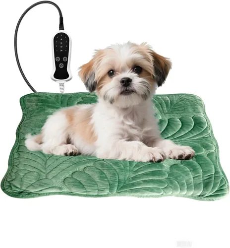 Vista 12 de Almohadilla térmica para mascotas para perro, 9 ajustes de tiempo y tubo protector de metal, añade calentamiento de cuerda de alambre, viene