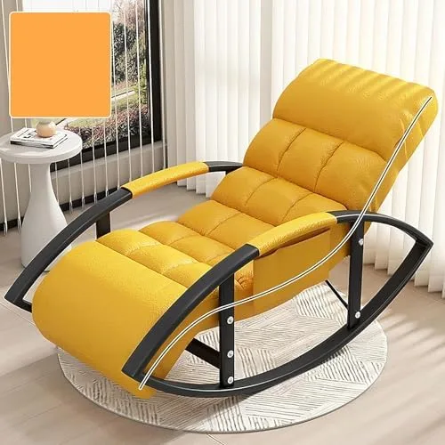 Vista 14 de Large Adjustable Reclining Rocking Chair Set with Footrest for Living Room and BalconyComfortable Outdoor Indoor Seating Solution,Amarillo-Golden