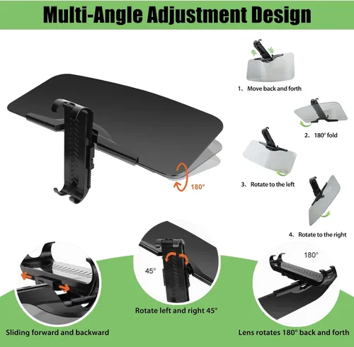 Vista 4 de Visera solar para automóvil, (juego de 2 piezas) UV400 antipolarizado/antirreflejo, ajustable, extensor de visera solar para automóvil, fácil