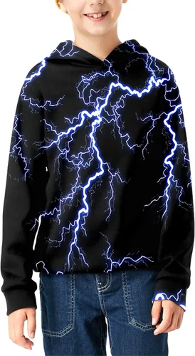 Vista 3 de Linnhoy Sudaderas con capucha para niños y niñas con estampado digital 3D de 6 a 15 años