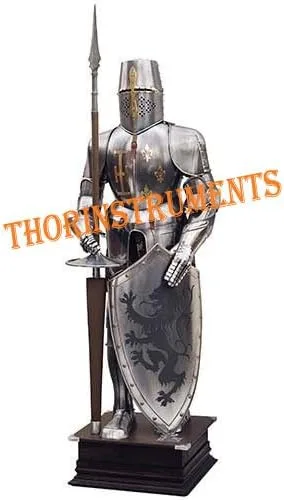 Vista 2 de THORINSTRUMENTS (with device) Armor Medieval Knight Crusader Traje completo de armadura, disfraz coleccionable para decoración de Halloween