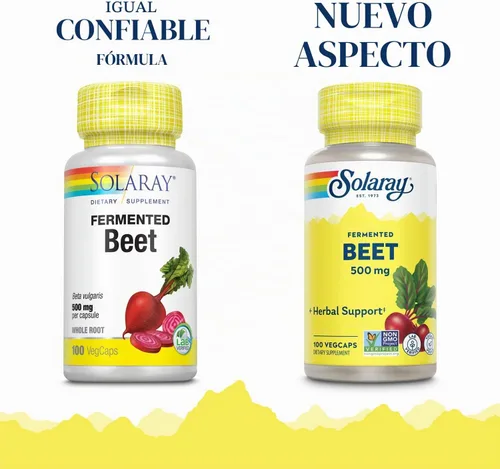Vista 2 de SOLARAY Extracto de raíz de remolacha fermentada, 100 cápsulas vegetales