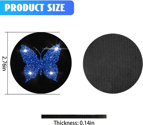 Vista 2 de BESULEN Posavasos de Mariposa para Automóvil, Paquete de 2 Posavasos Universales de 2.75 Pulgadas Antideslizantes para Portavasos, Alfombrilla