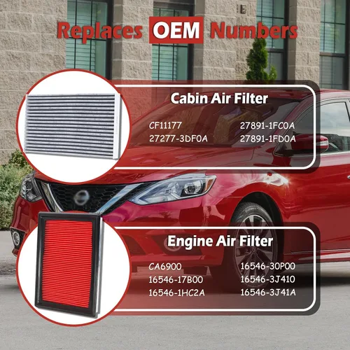 Vista 2 de Kit de filtro de aire del motor 16546-17B00 y filtro de aire de cabina 27277-3DF0A compatible con Juke 2011-2017 Sentra 2013-2019 Reemplaza