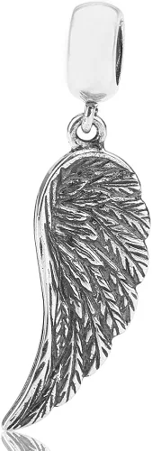 Vista 2 de PAIYUAN Dijes de alas de ángel originales de plata de ley 925 para pulsera de cadena de serpiente, Plata esterlina