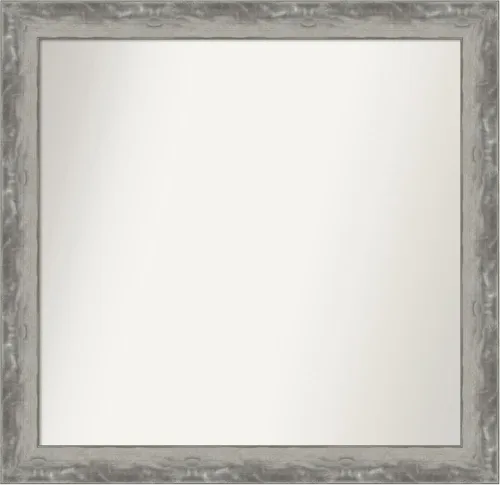 Vista 161 de Amanti Art Espejo de baño plateado para sobre el fregadero, 24 x 24 pulgadas, espejo cuadrado de peltre forjado a medida, marco de madera casual