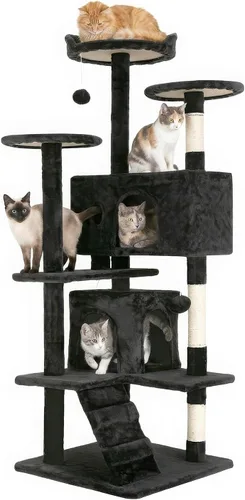 Vista 18 de FDW Torre de árbol para gatos de 54 pulgadas Ceniciento Centro de Ashy