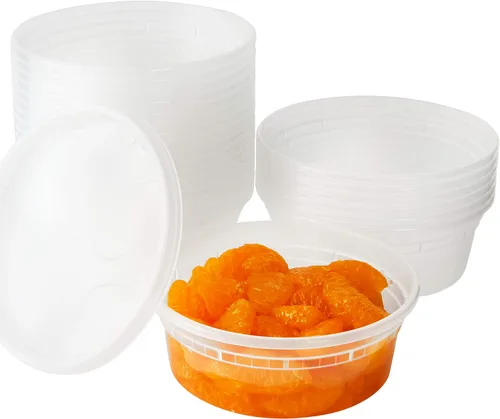 Vista 13 de Recipientes de plástico de 8 onzas sin BPA de grado deli-Grade con tapas, 48 unidades a prueba de fugas, para microondas, para pedidos para llevar