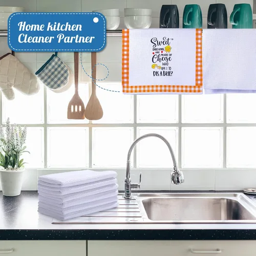 Vista 4 de Breling Toalla de cocina de sublimación en blanco de 16 x 24 pulgadas, tejido de gofre, de microfibra, de secado rápido, absorbentes para regalos