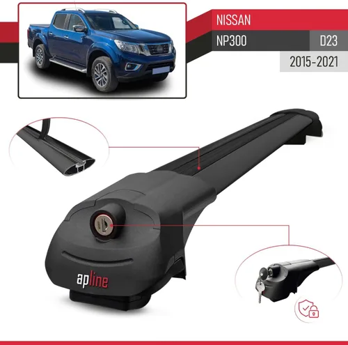 Vista 3 de Compatible con Nissan NP300 (D23) 2015-2021 ACE-1 Barra transversal de aluminio negro 2 barras