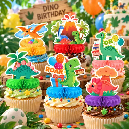 Vista 7 de 36pcs Dinosaur Cupcake Toppers