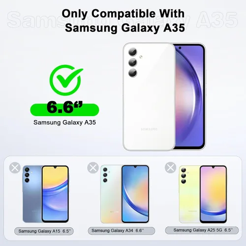 Vista 2 de LeYi Funda para Galaxy A35-5G: con protector de pantalla de vidrio templado, funda delgada y antiarañazos para Galaxy A35 5G, funda de silicona