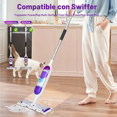 Vista 2 de 50 almohadillas desechables para mopa Swiffer Power Mop Pads Paquete de 50 púrpura