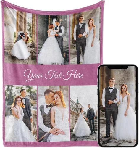Vista 15 de Manta personalizada con imagen, se envía al día siguiente, impresa en Estados Unidos, manta de fotos personalizada, colores vibrantes, suave