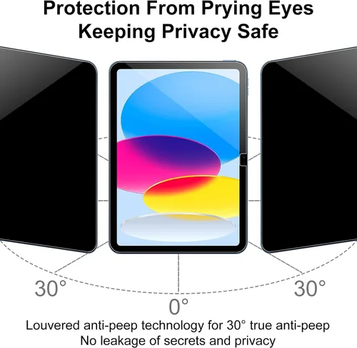 Vista 3 de Protector de pantalla de privacidad para iPad de 10.9 pulgadas de dureza 9H (para versión 2022, 10ª generación, A2696/A2757/A2777), antiarañazos