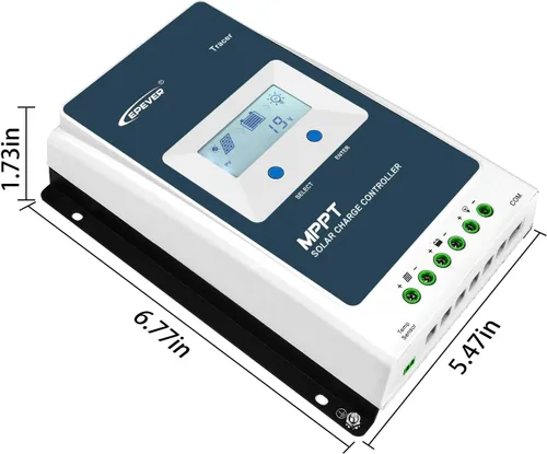 Vista 2 de EPEVER Controlador de carga MPPT 10a con pantalla LCD, entrada máxima de 100V, interruptor automático de 12V/24V