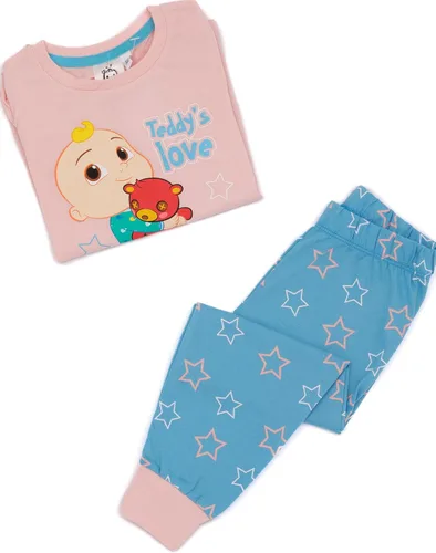 Vista 4 de CoComelon Pijama rosa de manga larga para niñas Conjunto de pantalones de descanso de personajes y camiseta de pijama Teddy Love Ropa