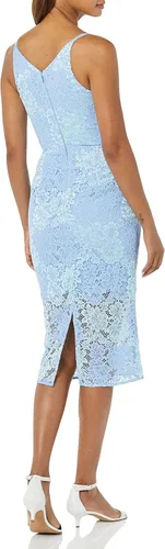 Vista 2 de Dress the Population Aurora - Vestido midi ajustado sin mangas con cuello profundo profundo para mujer