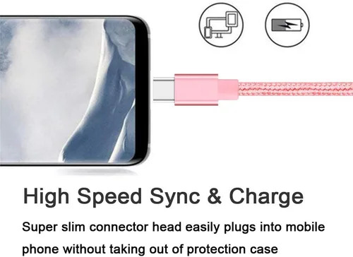 Vista 8 de [Paquete de 2, 3.3 pies] Cable USB C de carga rápida USB A a tipo C, cable de carga trenzado para Samsung Galaxy A13 A03s A32 A52 A53, S22 S9 S10E
