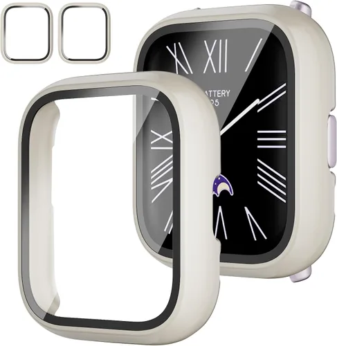 Vista 12 de Rc-Z Paquete de 2 fundas protectoras de pantalla para reloj inteligente Amazfit Active 2, parachoques de policarbonato duro, película de vidrio