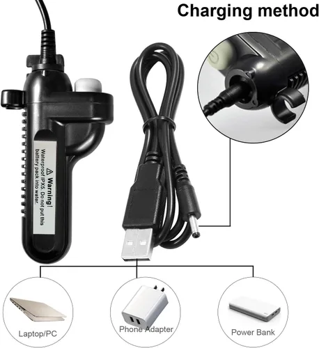 Vista 7 de 2019 Ducha portátil para campamento, bomba de ducha compacta con batería recargable USB desmontable, cabezal de ducha de mano al aire libre