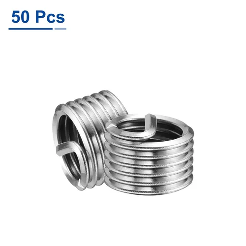Vista 3 de uxcell 50 piezas de insertos de rosca de alambre 1/2-13 UNC 1D (1/2 ") 304 de acero inoxidable helicoidal tipo helicoidal kit de reparación de rosca