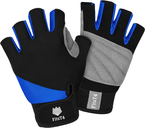 Vista 8 de FitsT4 Sports Guantes de medio dedo con palma acolchada para buceo, vela, moto acuática, paddle surf, kayak y esquí acuático, adecuado para hombres