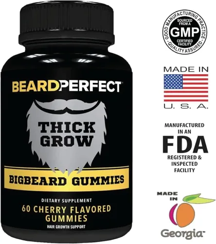 Vista 6 de Gomitas gruesas Bigbeard: obtén una fórmula de crecimiento de barba más fuerte, más larga y gruesa para hombres con biotina, B12 y más de 10