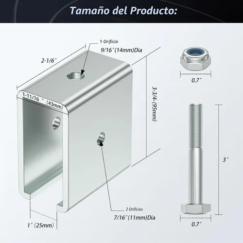 Vista 2 de SKTREX Conector de canal de puntal extendido para montaje en canal de puntal de 1-5/8" de ancho y 1-5/8" de altura