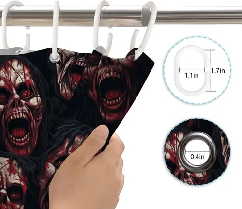 Vista 5 de MEHOFOND Cortina de ducha de Halloween, espeluznante cortinas de ducha sangrientas para baño, decoración de baño de zombi aterrador, tela