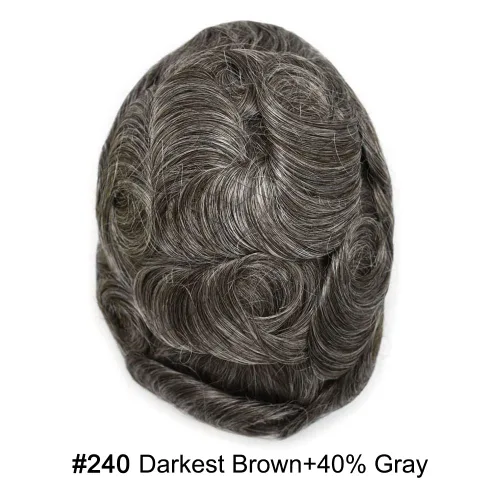 Vista 191 de Toupee para hombre 100% cabello humano real tupé para hombres 0.004 in piel de poliuretano para hombre, sistema de reemplazo de piezas de pelo
