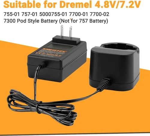 Vista 2 de Shentec Cargador Ni-MH y Ni-Cd de 4.8V/7.2V Compatible con Dremel 755-01