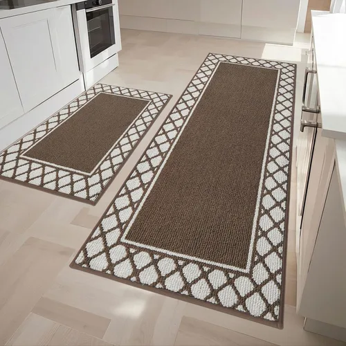 Vista 9 de COSY HOMEER Juegos de 2 Alfombras de Cocina Lavables Antideslizantes Tapetes de Cocina para Piso Absorbentes Alfombra Corredor de Cocina